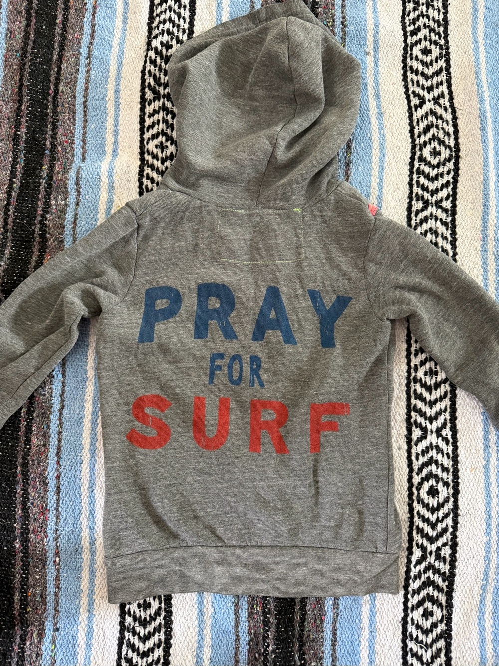 Aviator Nation Kids Gray Hoodie with Pink & Blue Diagonal Stripes - Picture 3 of 3